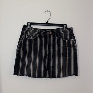 Black & White Striped Denim Skirt